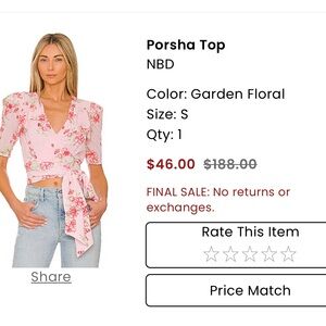 NBD Pink and White Tie Front Blouse